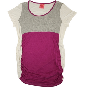 New Recruit Maternity Color Block Short Sleeve Shirt Size Large